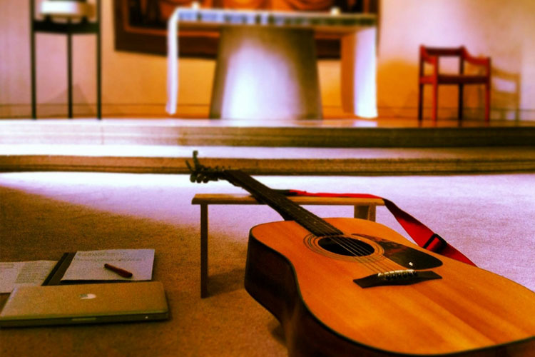 Image showing guitar in chapel 